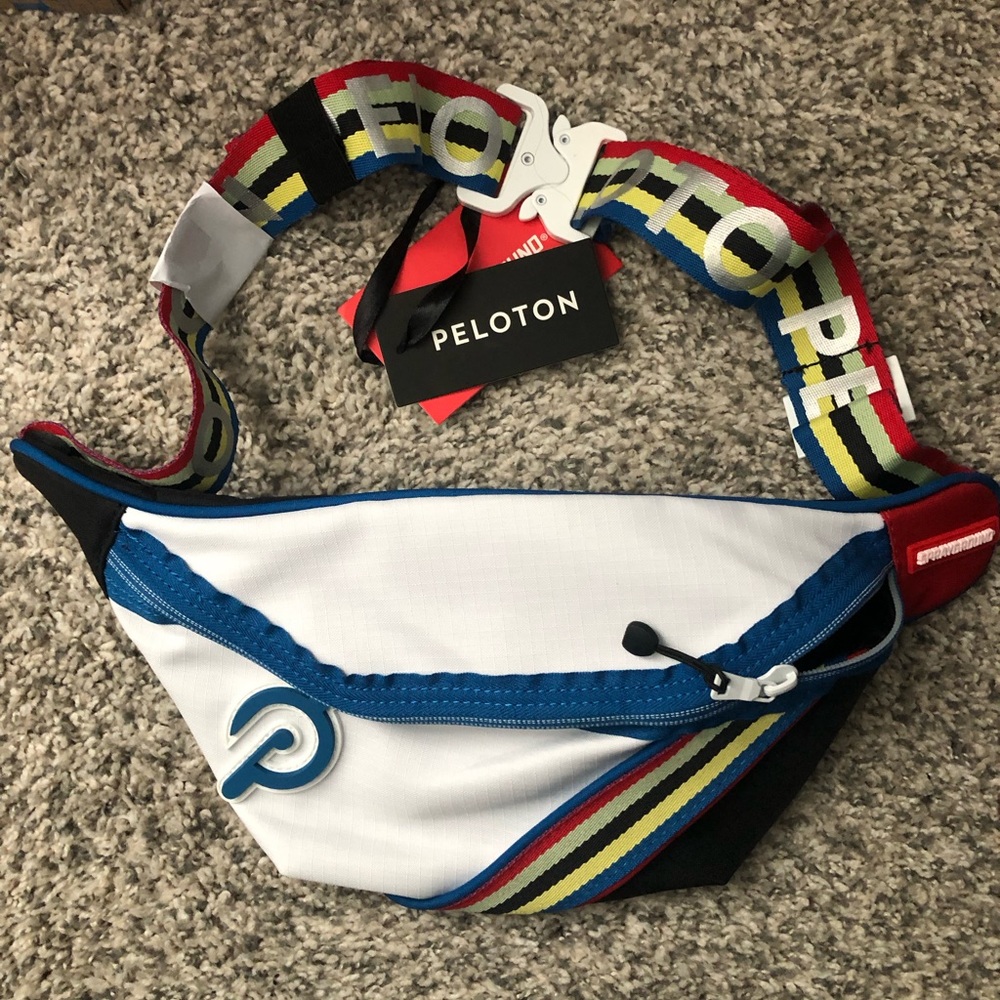 Peloton Crossbody Bag - White with Multicolor Strap